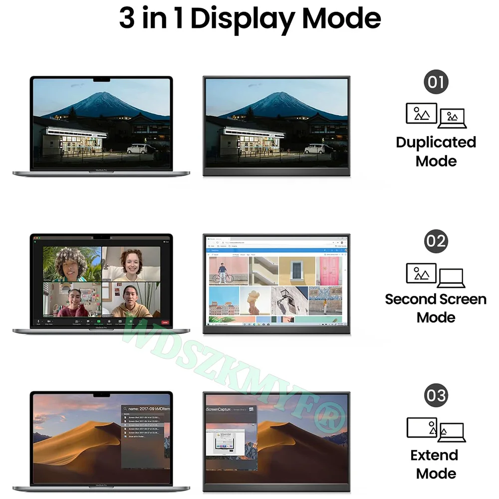 Monitor Portabel 14/15.6/16 Inci Panel IPS USB-C 1080P FHD 60Hz Tampilan Bepergian Kompatibel untuk PC Laptop Xbox Switch