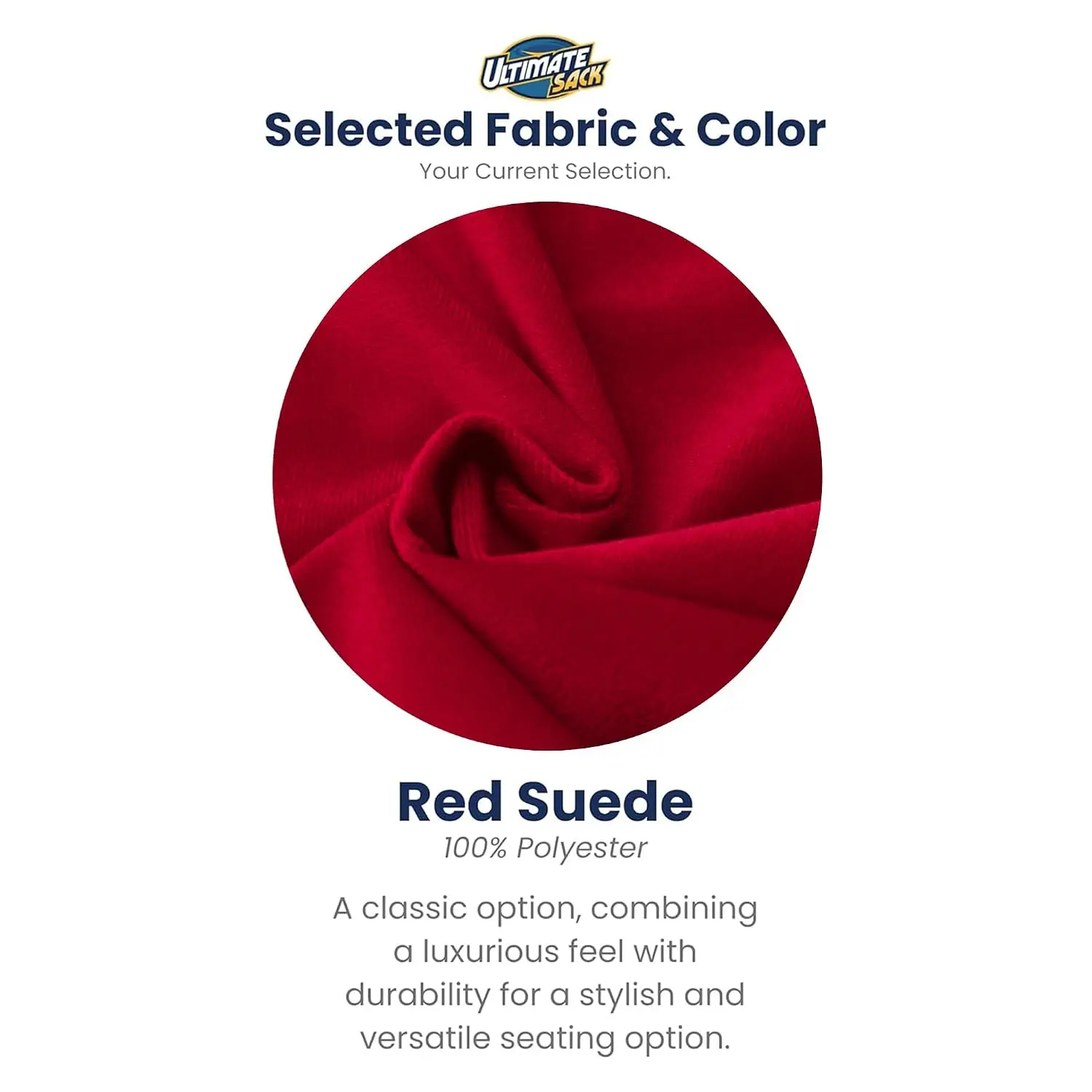 6000 6-Foot Bean Bag Chair, Red Suede Cover – Oversized Foam Lounger, Floor Seat, Small Sofa, or Couch Bed for Living, Custom view 2