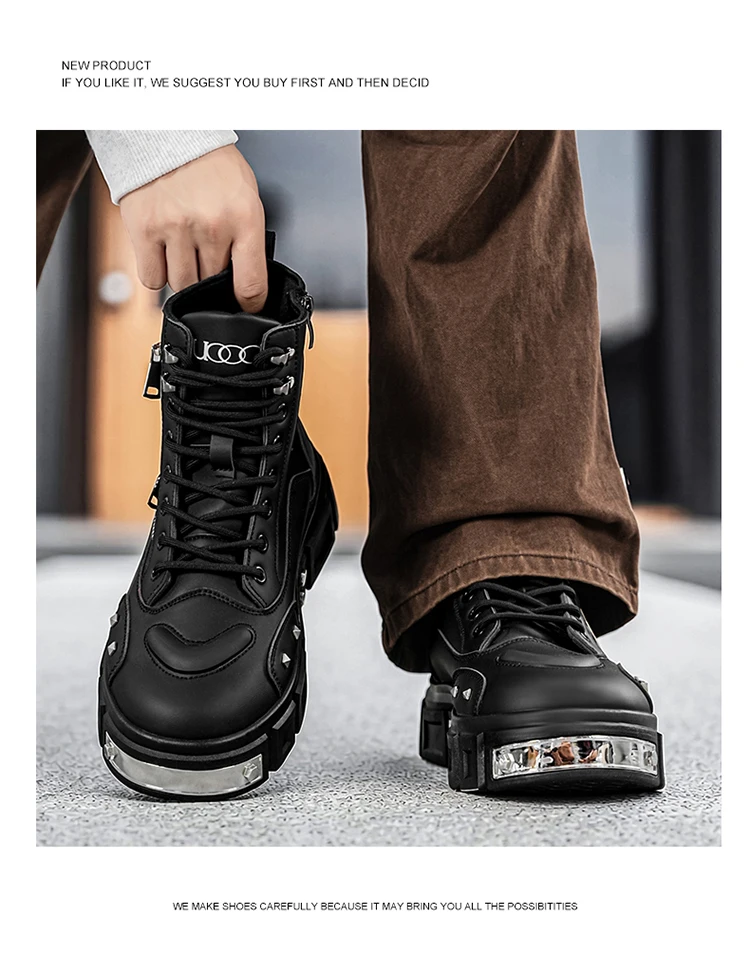 Herren Winter Oxford Stiefel Komfortables Futter Doppelter Seitenreißverschluss Dicke Sohle Erhöhte Höhe Street-Style Lässige Kurze Stiefel – Detail 18