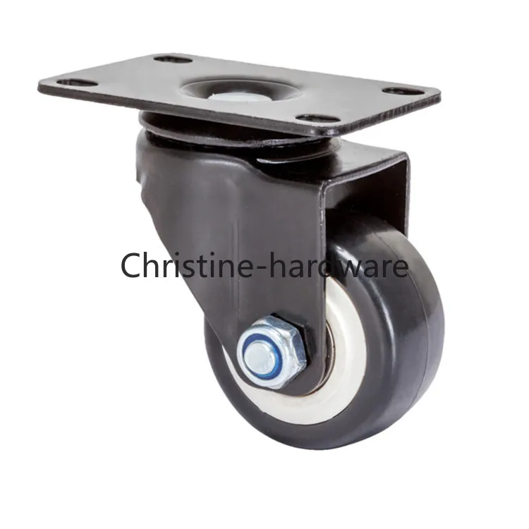 1.5 Inch Dia Heavy Duty 200KG Black Polyurethane Swivel Castor Wheels Trolley Furniture Caster Pack of 4