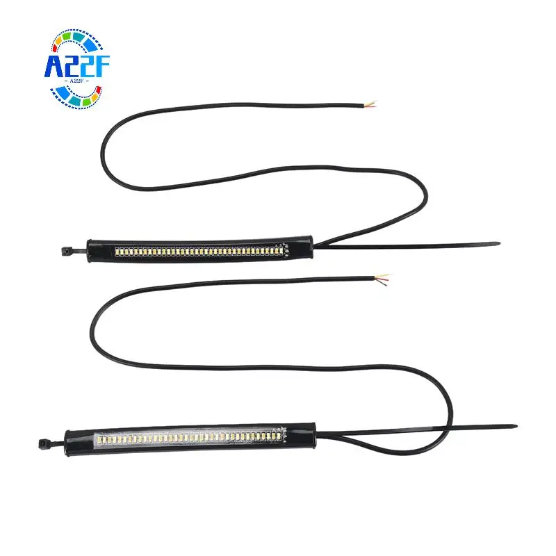 

A22F-гибкая двухцветная белая и янтарная светодиодная вилка для мотоцикла, указатель поворота, DRL, дневные ходовые огни, водонепроницаемые