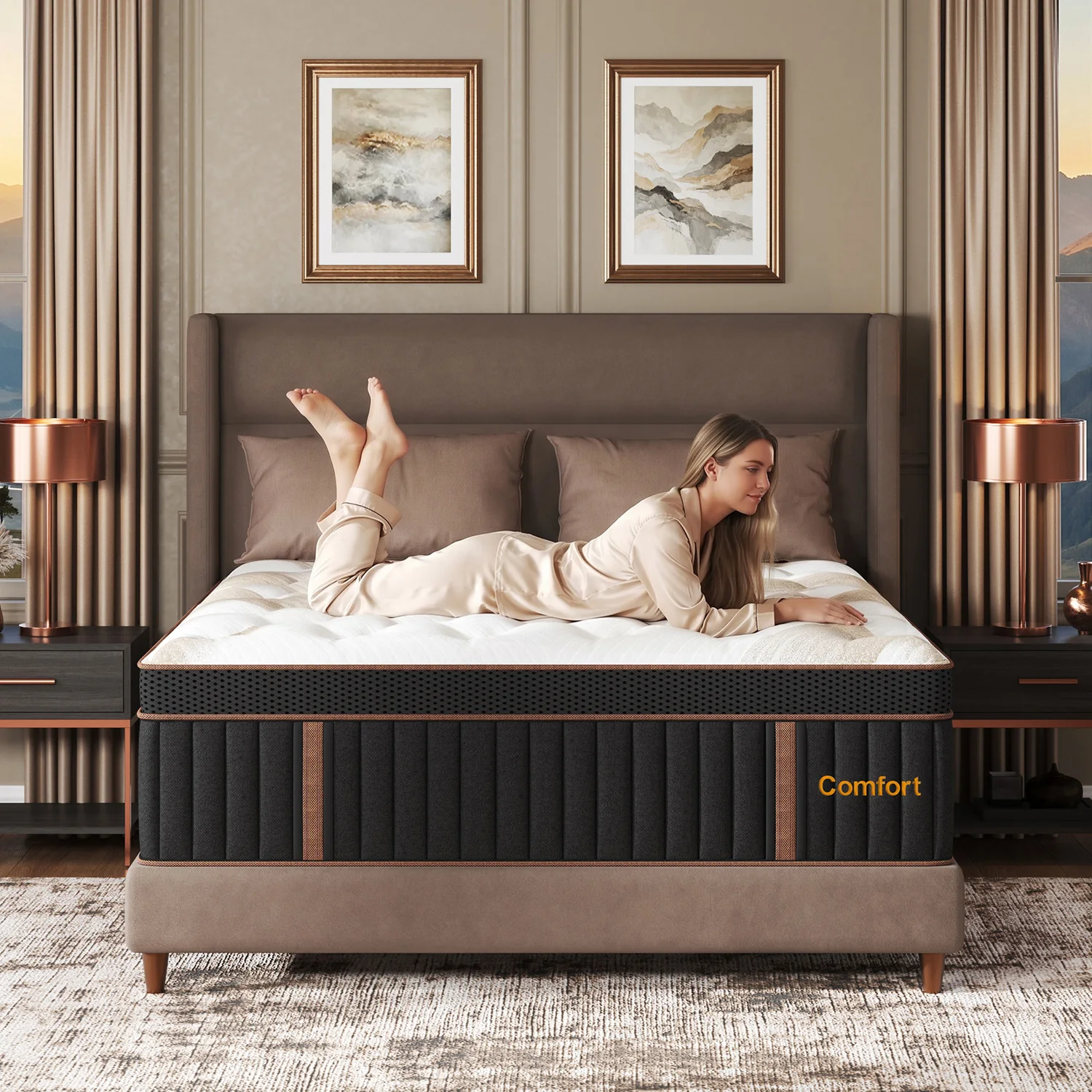 Gel Memory Foam Hybrid Mattress 12'14' Twin Full Queen King Bed in a Box Medium Firm Motion Isolation Pocket Spring