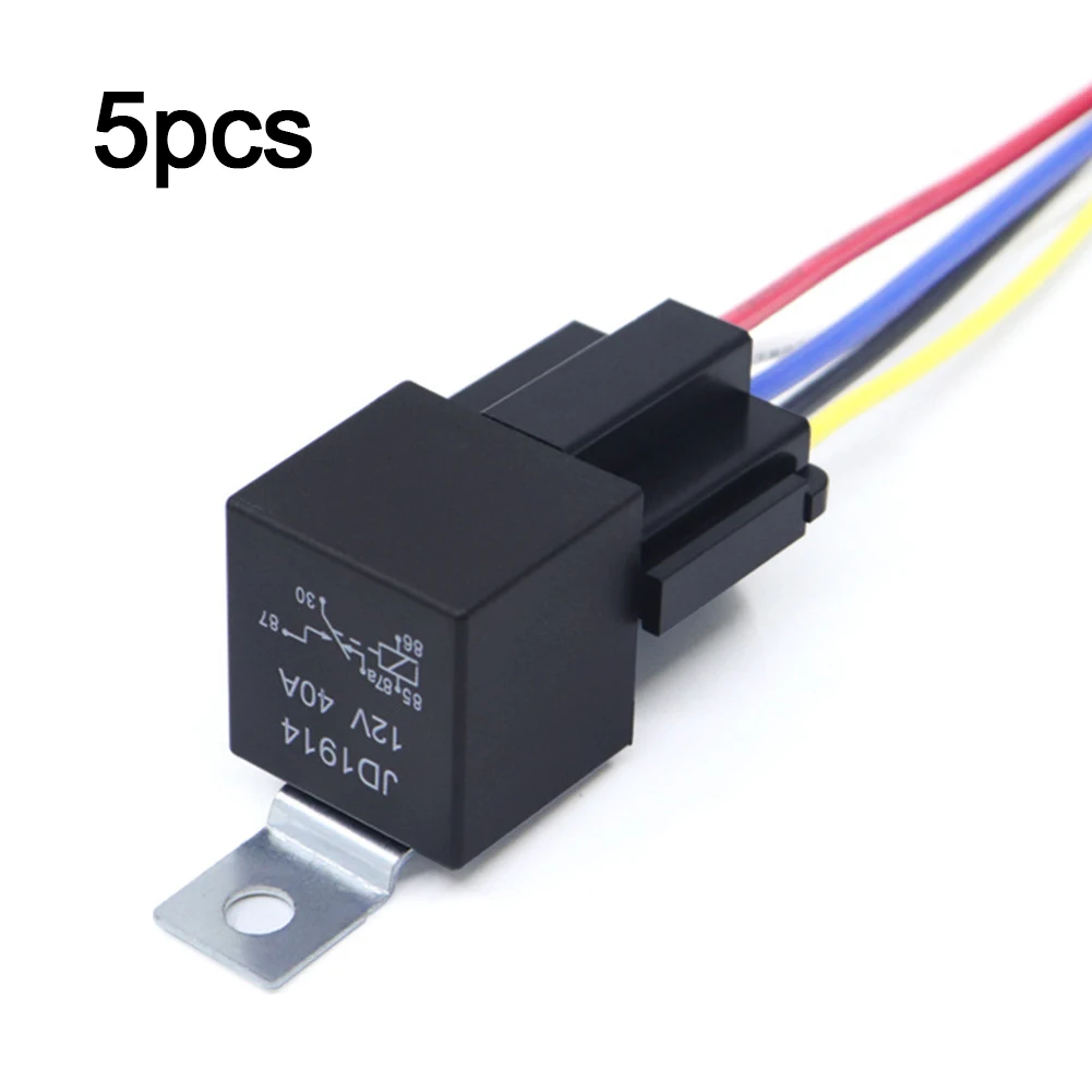 5pcs Relay With Socket 5Pin 12V 24V 40A JD1914 Waterproof Automotive Relay With Corded Socket Power Tools Accessories