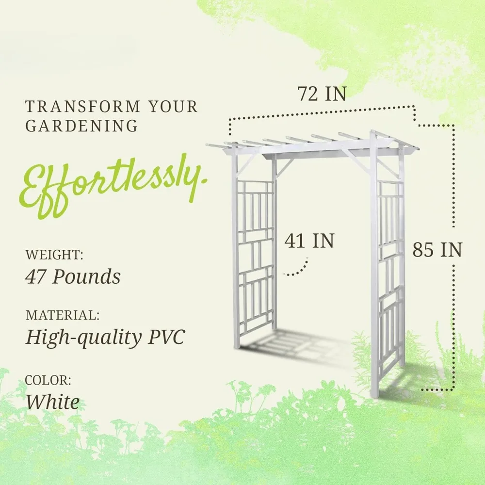 ترقية جديدة - ممر حديقة من الفينيل للأماكن الخارجية، أبيض، 72 بوصة × 85 بوصة - قوس ديكور الفناء الخلفي للمسارات والمداخل - تخفيضات ساخنة. #5
