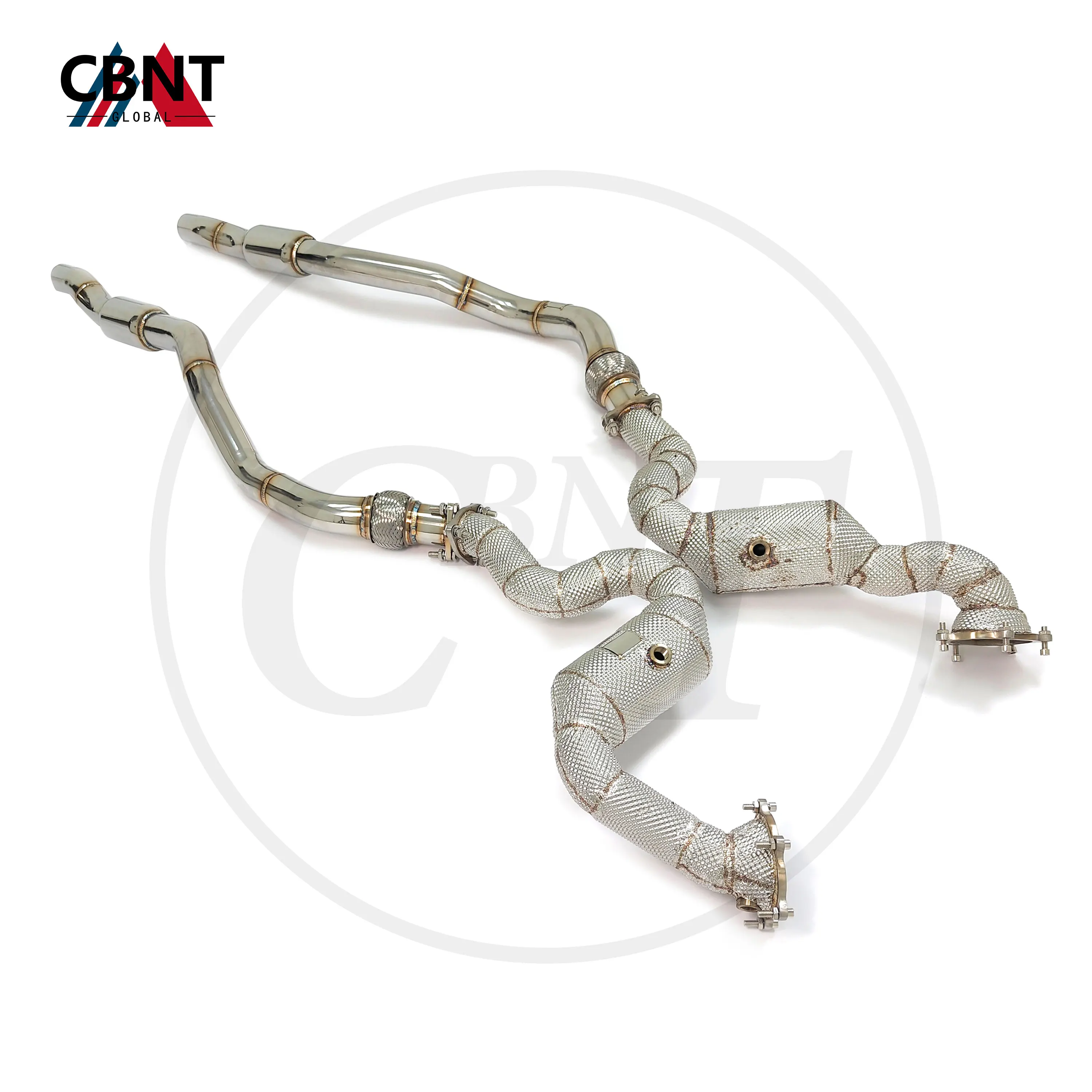 CBNT for Audi S6 S7 RS6 RS7 C7 4.0T Exhaust Downpipe & Front Pipe SS304 Tuning Exhaust Headers with Catalytic Converter