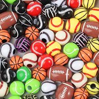 20/50Pcs Sport Basketball Baseball Tennis Beads Spacer Acrylic Beads For Making Bracelet Necklace DIY Craft Jewelry Supplies