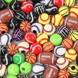 20/50Pcs Sport Basketball Baseball Tennis Beads Spacer Acrylic Beads For Making Bracelet Necklace DIY Craft Jewelry Supplies