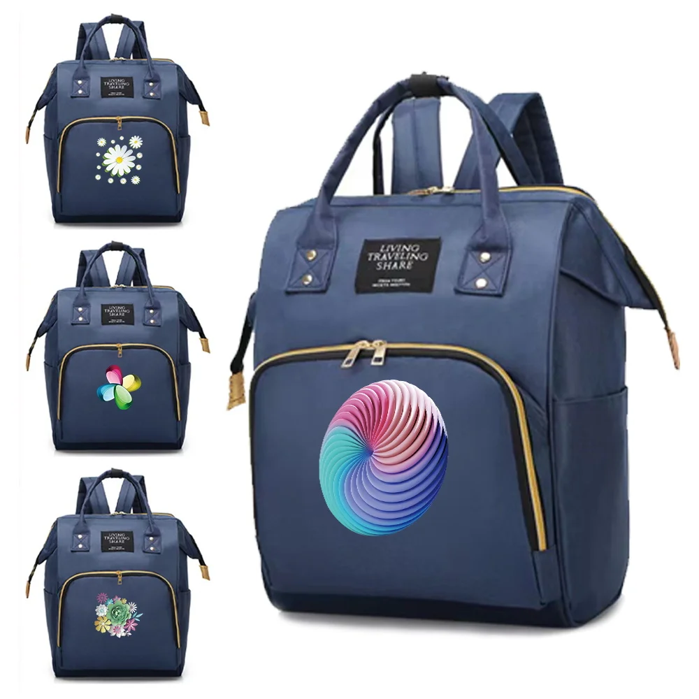 3D Series Fashion Mommy Pack Large Capacity with Compartments Zipper Backpack Portable Simple Ladies Casual Travel Storage Bag