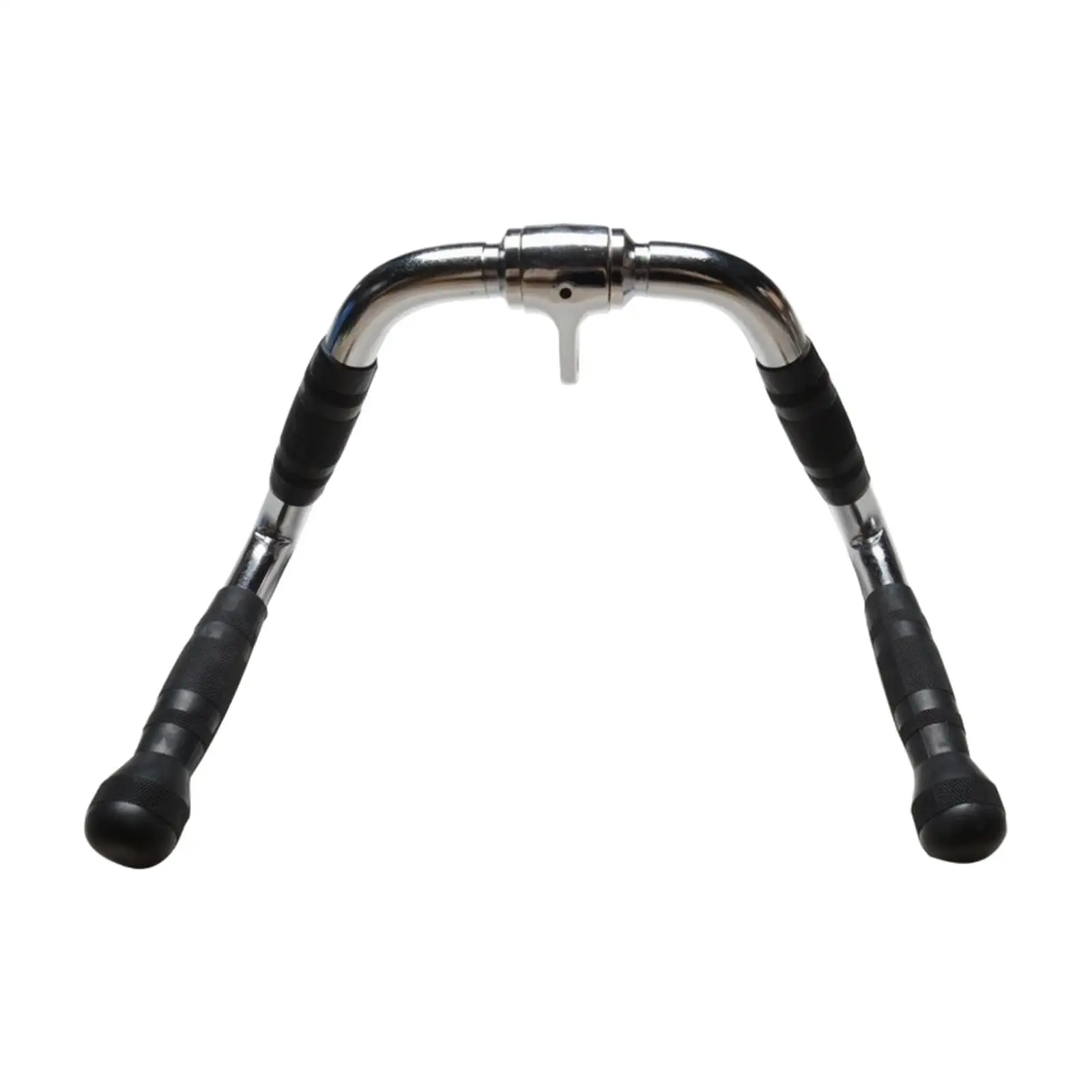 Gym Cable Attachment Handle with Angled Rubber Grip Sections for Rowing Pulldown Strength Training Curved Steel Bar