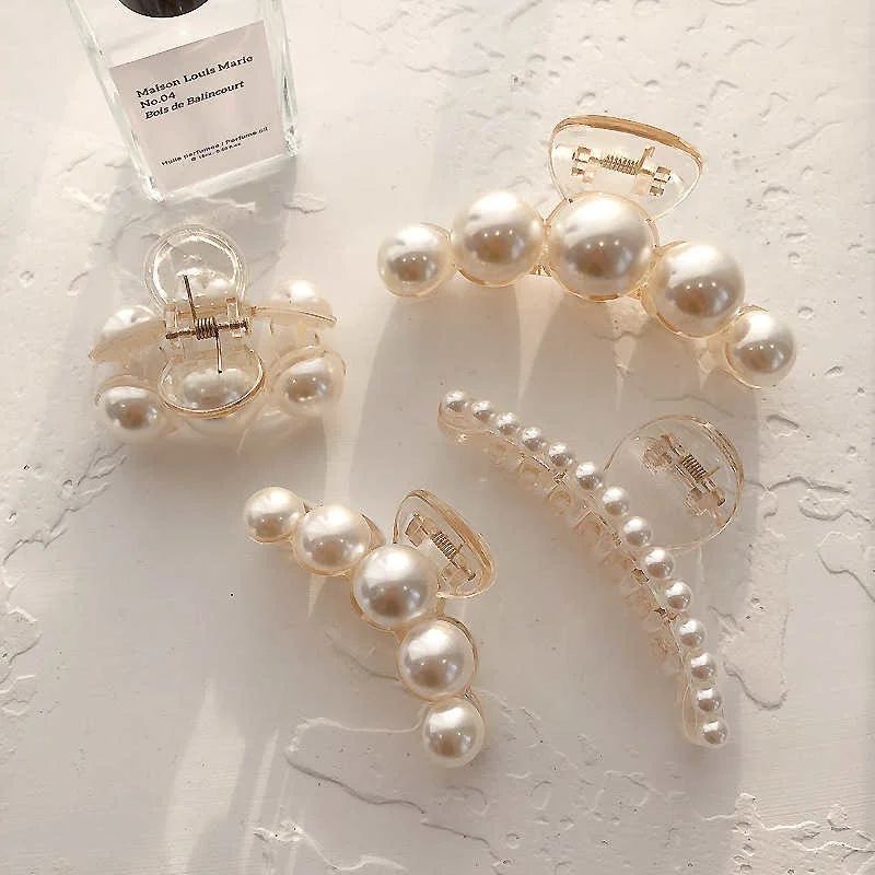 Acryl-Perlen-Haarklammer für Damen, Modische Transparente Hohle Geometrische Badeklammer, Einfaches Haaraccessoire – Detail 5