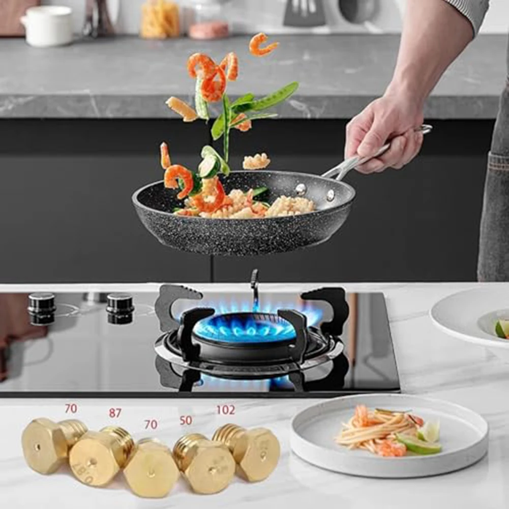 Natural Gas Stove Kit Liquefied Gas Nozzles Gas Stove Nozzle Kit Sturdy Copper Material Flat Top Identification