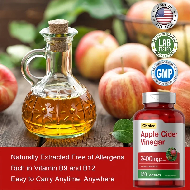 2400 ملغ كبسولات نباتية لخل التفاح كيتو كبح كرافينج شكل الجسم إدارة الوزن التمثيل الغذائي وإزالة السموم Glp -1