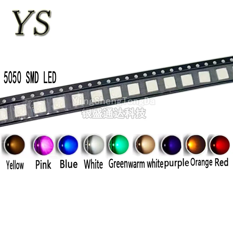 100PCS 1210/3528 5050 5730 SMD LED Red Blue White Green Yellow Orange Pink Purple RGB Anode Light Emitting Diode Good Quality