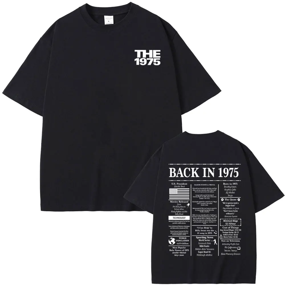 

Back in 1975 Graphic T Shirts British Band The 1975 Print T-shirt Male Vintage Indie Alternative Rock Tshirt Men's Gothic Tees