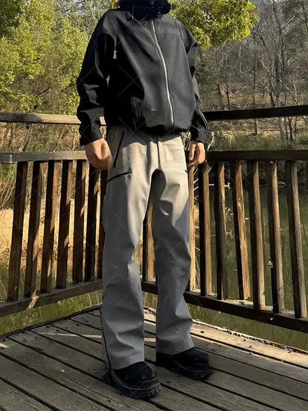 

Уличные нейлоновые мягкие мужские походные брюки Qui Dry, рабочая одежда, брюки, американские брюки на молнии сбоку, повседневные прямые брюки