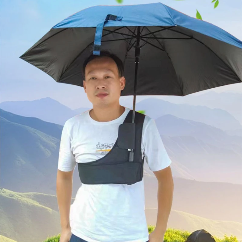 

Hands-Free Umbrella Holder Adjustable Strap Supportive Wearable Portable Back Umbrella Holder Fixed Shoulder Straps Sunshade