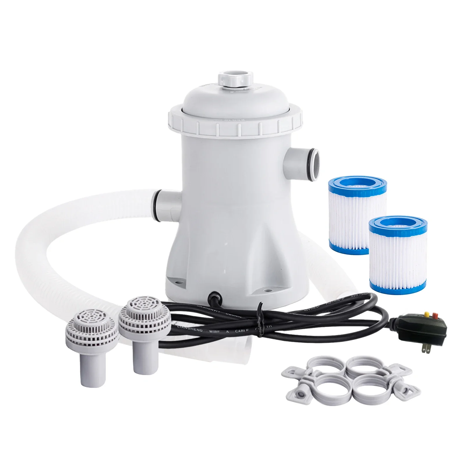 Pool Filter Pump 330 GPH Paddling Pool Electric Water Pump With 2 Pool Filter Cartridge  Pumps Above Ground  Filter Pump