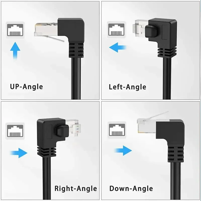 Cat6 RJ45 Network Extension Cable of Gigabit Male to Female Elbow 90 Degrees rj45 Shielded Network Cable with Ear Extension Line