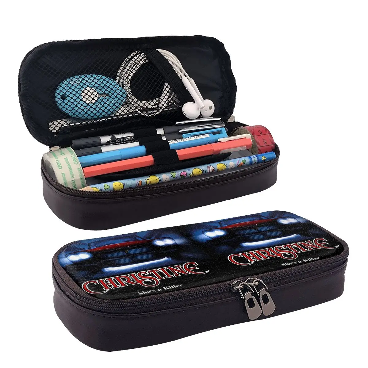 Awesome Movie Car Christine Leather Pencil Case for Kids School Pen Box Pencil Bag Stationery Supplies Pen Holder Bag