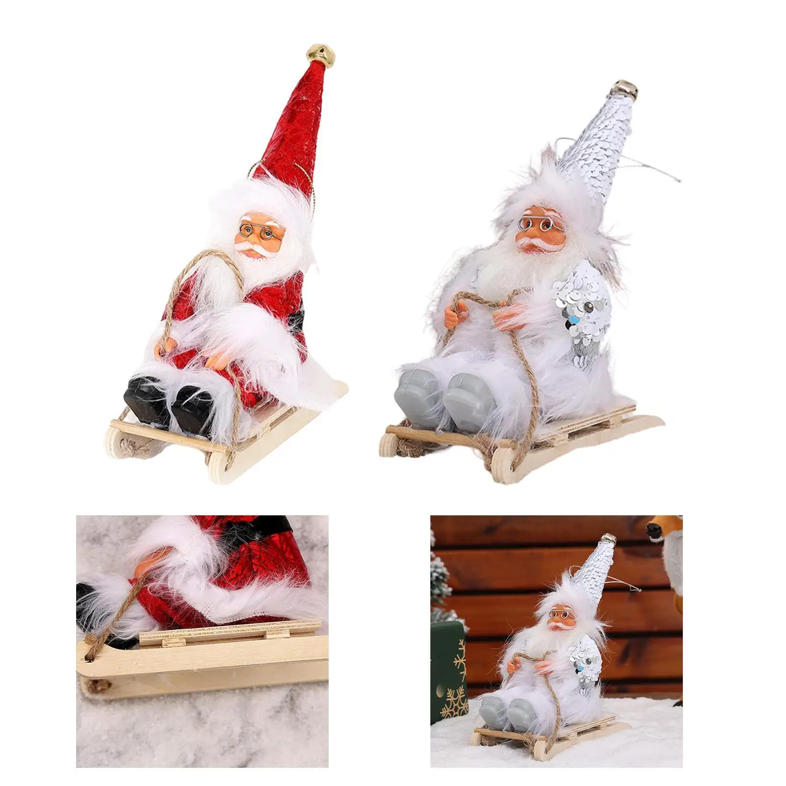 Xmas Santa Claus Ornaments, Novelty Christmas Ornaments, Santa Claus Sledge Figurine Holiday Centerpiece