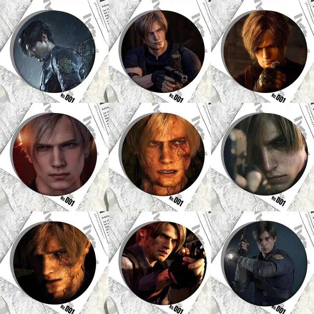 Leon Scott Kennedy Resident Evil Game Round Badge Creative Brooch Clothing Backpack Accessories Lapel Pin