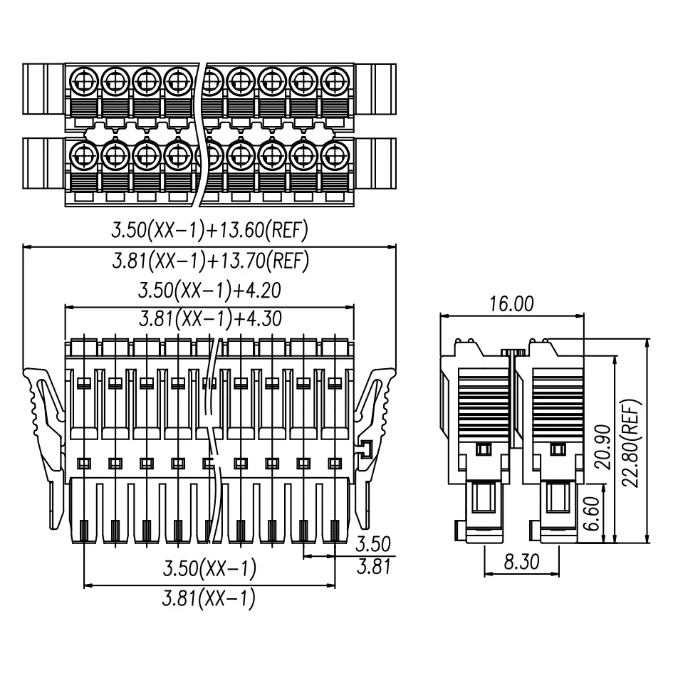 100PIN GREEN 15EDGKNHCG 3.5/3.81mm pluggable Terminal Block KF2EDGKNHG