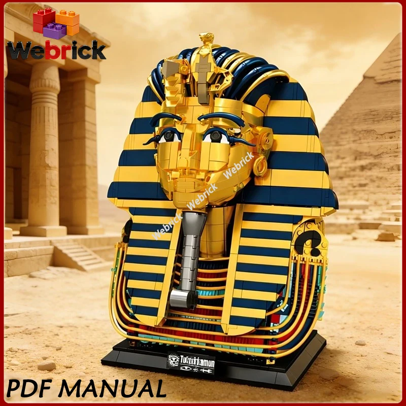 80027 Collectible Egyptian Golden Mask Model, High Difficulty Splicing Building Blocks Desktop Decoration Gift