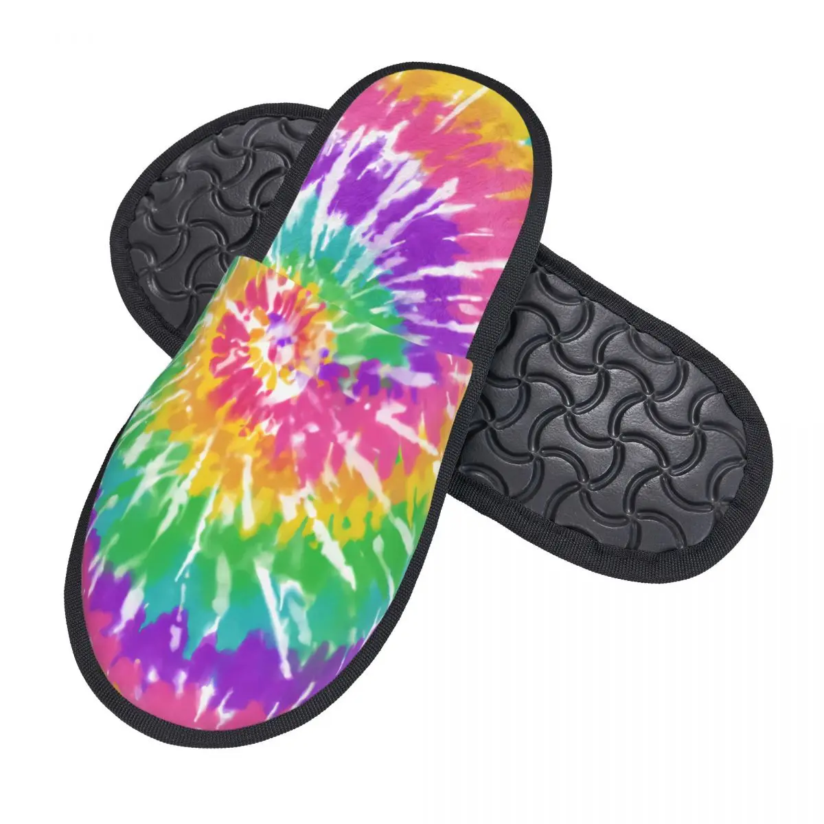 Very Colorful Tie Dye House Slippers Women Soft Memory Foam Traditional Dyeing Art Slip On Bedroom Slipper Shoes