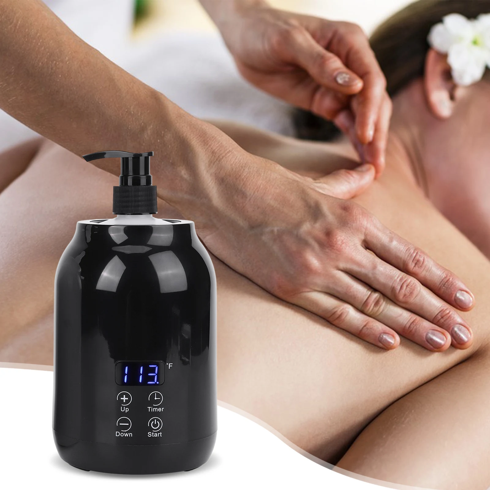 

Massage Oil Warmer Massage Oil Heater LED Display Lotion Warmer Fast Heat Lotion Warmer 2 Heat Modes With Timer for Lotion Cream