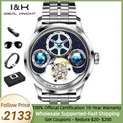 Ideal Knight Tourbillon Automatic Watch for Man Full Hollow out High-end Men's Wristwatches Sapphire Mirror Waterproof Watch Men