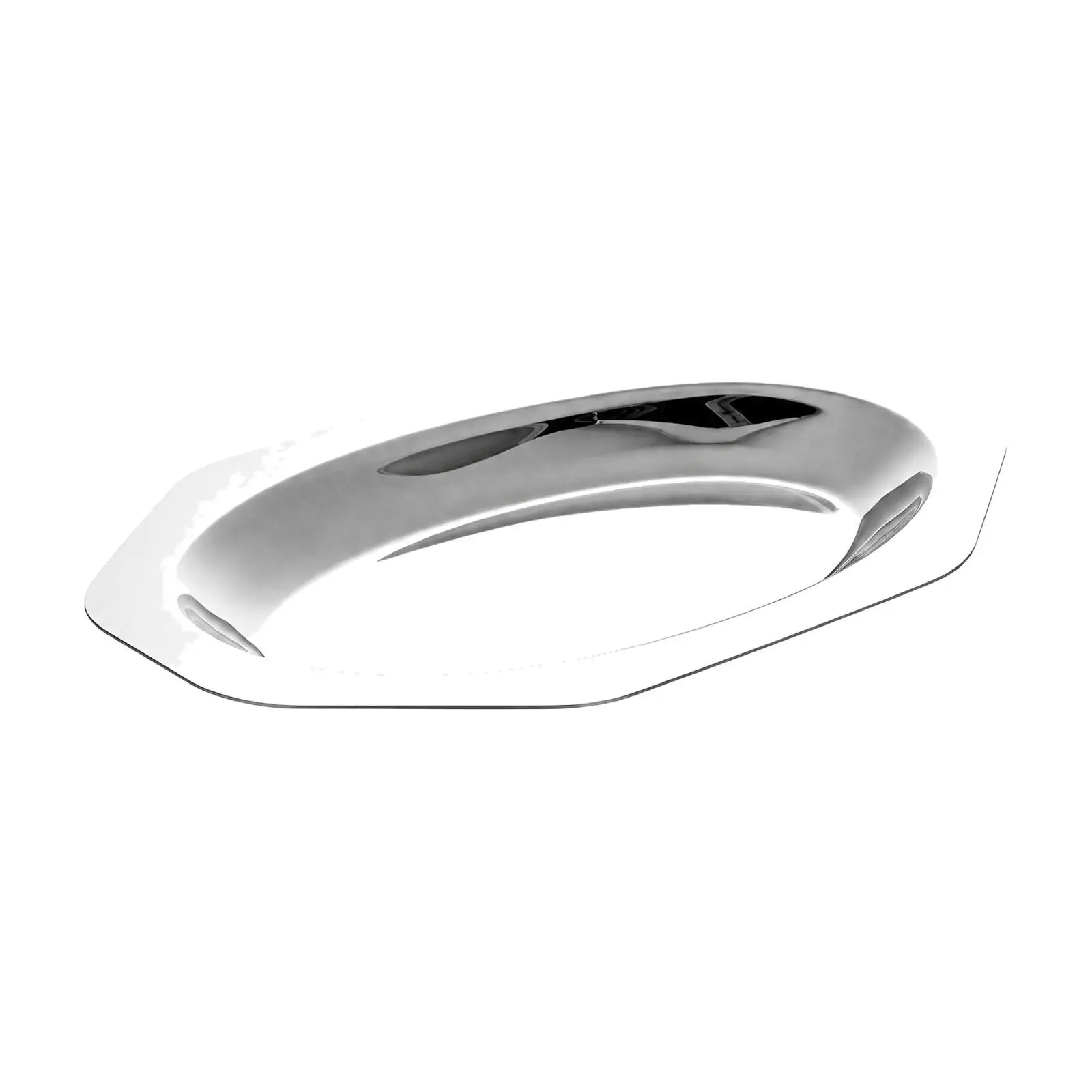 Oval Steel Serving Plate for Steak and Pasta Durable 3 Ply Metal Platter for Formal Dining Table