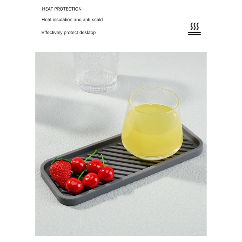 2Pcs Silicone Drain Tray Bathroom Organiser Drain Tray For Sinks,Kitchen Drain Pad Cutlery Cup Tray