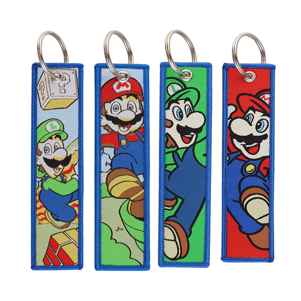 

Mario Embroidered Key Tags Keychain for Car Motorcycles Cartoon Anime Keyring Men Women Holder Fashion Jewelry Accessories Gifts