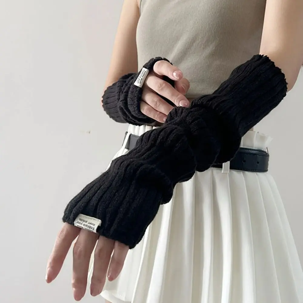 

Fashion Elastic Y2K Oversleeve Long Mittens Punk Fingerless Gloves Korean Style Sweet Knitted Arm Warmers Lolita