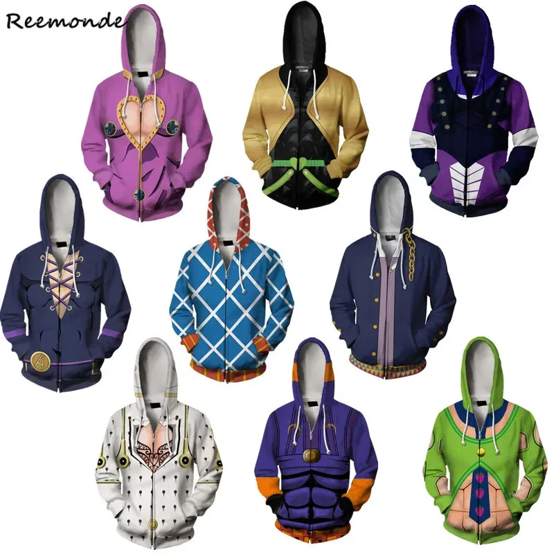 l2025l Halloween Anime Jojo Bizarre Adventure Hoodie Sweatshirt Kira Yoshikage Cosplay Costume Joestar Kujo Jotaro Hooded Sweate