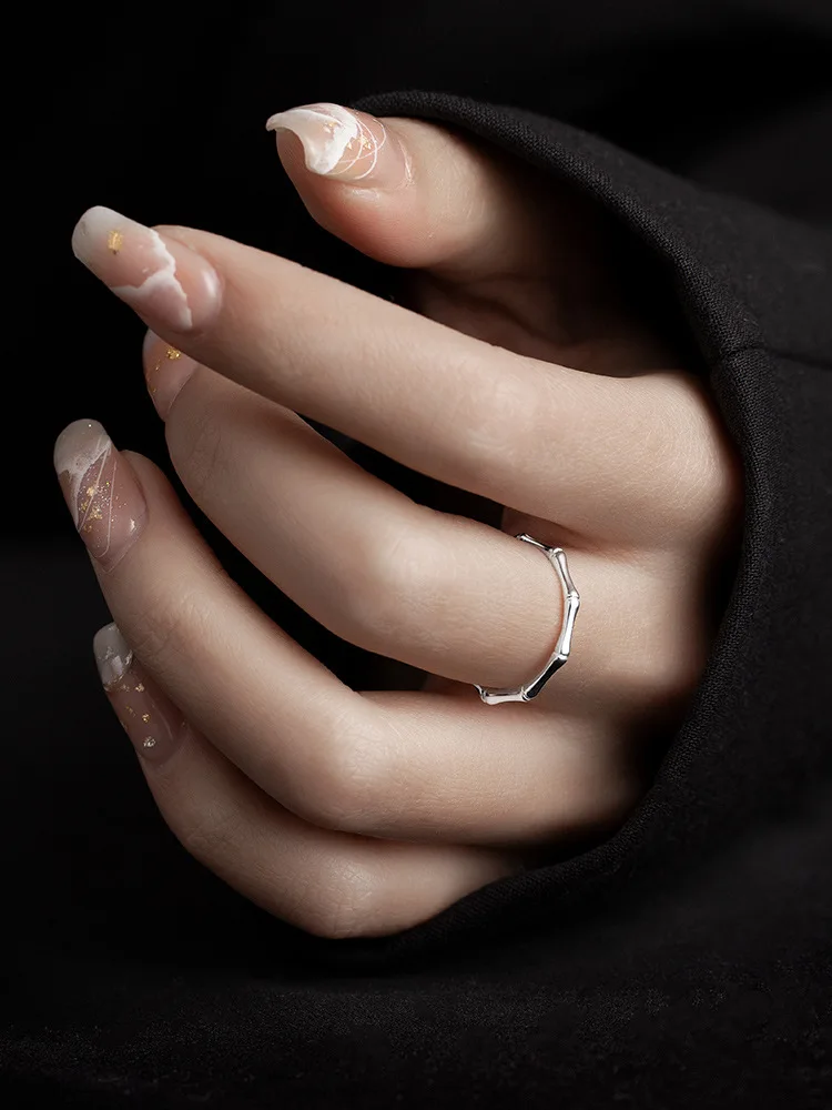 

REETI 925 Sterling Silver Rings for Women Bamboo Joint Ring Open Ring Jewelry Gifts for Girls