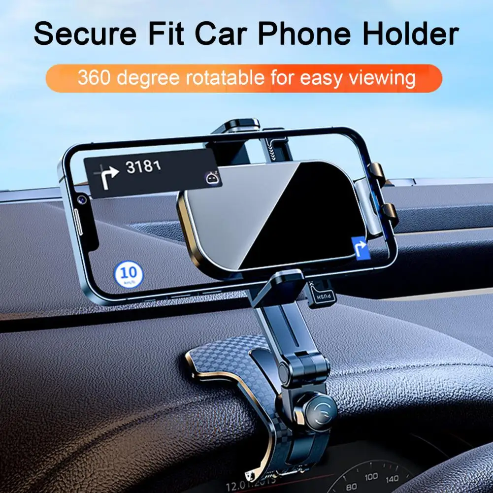 Car Dashboard Mobile Phone Holder 360 Degree Rotation Universal Dash Clip Cellphone Mount For Smartphones GPS Navigation Mount