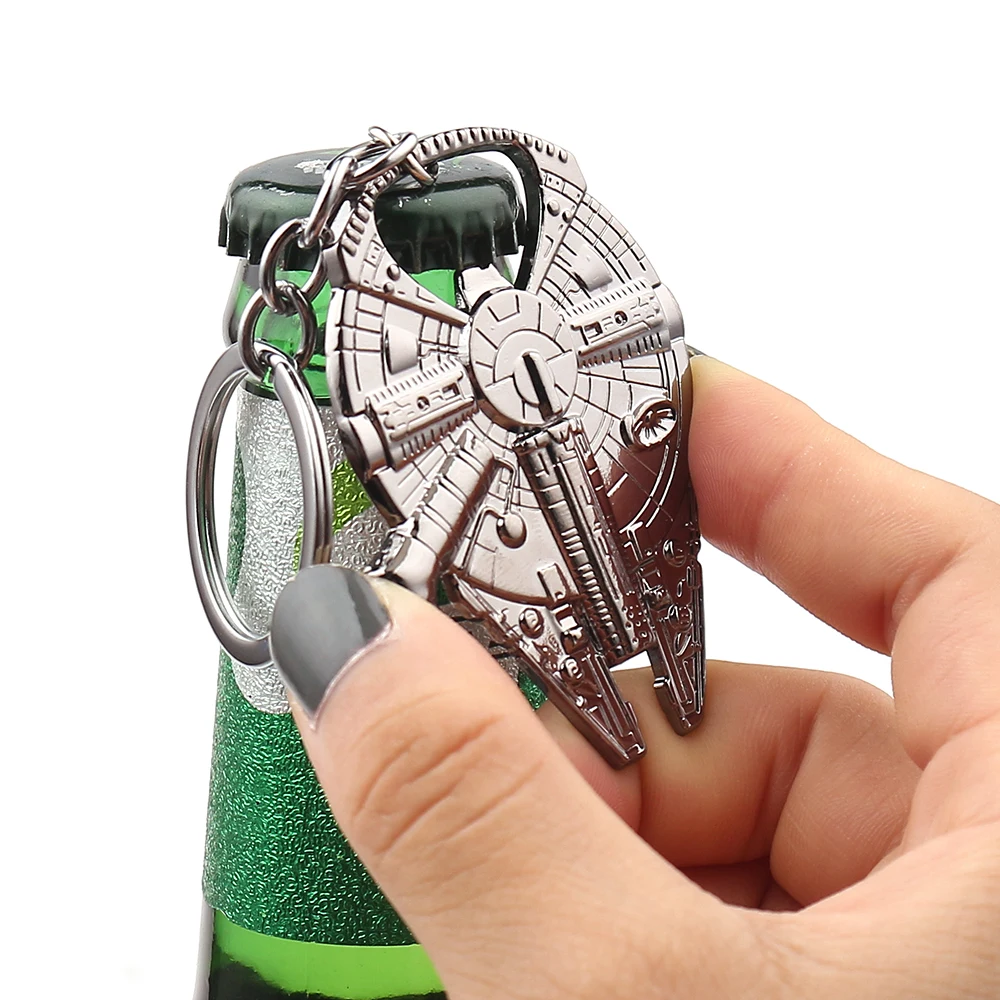 Star Wars Millennium Falcon Keychain Disney Classic Movie Props Spacecraft Bottle Opener Pendant Keyring Car Key Holder Jewelry