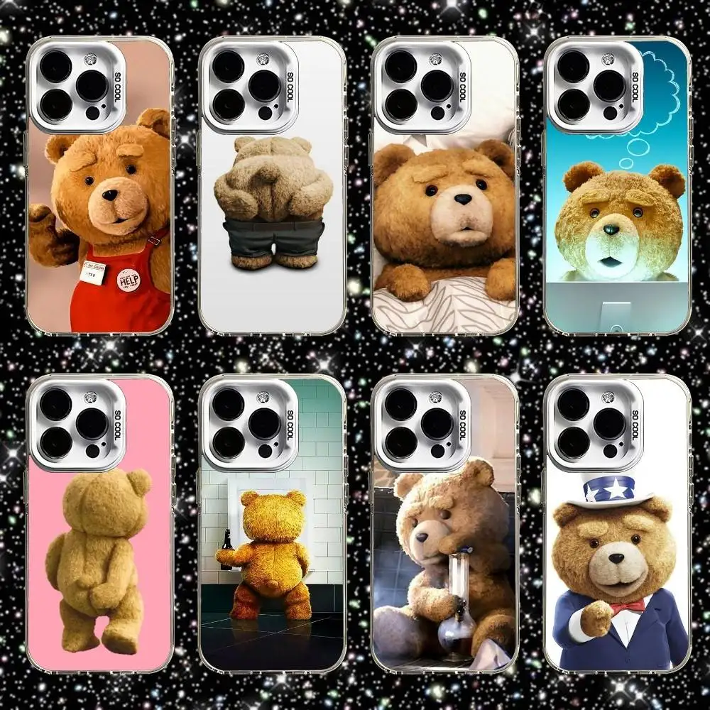 

Cute T-Teds Bear Phone Case For iPhone 16,15,14,13,12,11,Pro,XS,Max,Plus,Mini,SE White Candy Matte Shockproof Cover