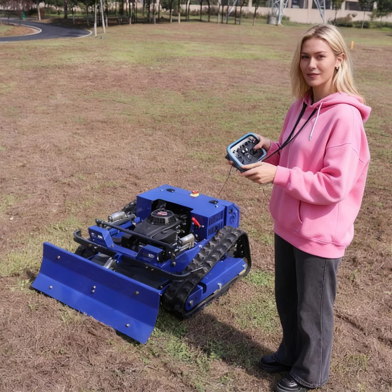 Customized Petrol Engine All Terrain Grass Cutting Machine Agriculture Rubber Tracks Remote Control Robot Lawn Mower
