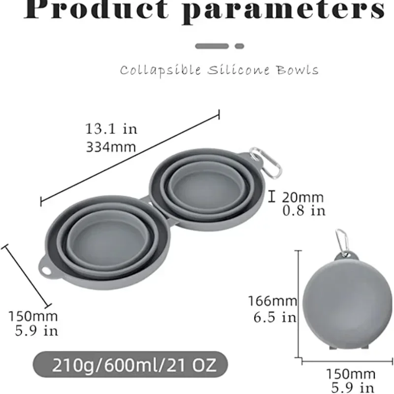 Przenośna miska dla zwierząt, podwójnie składany silikonowy produkt dla zwierząt, zagęszczona miska dla psa, odpowiednia do użytku na zewnątrz, w