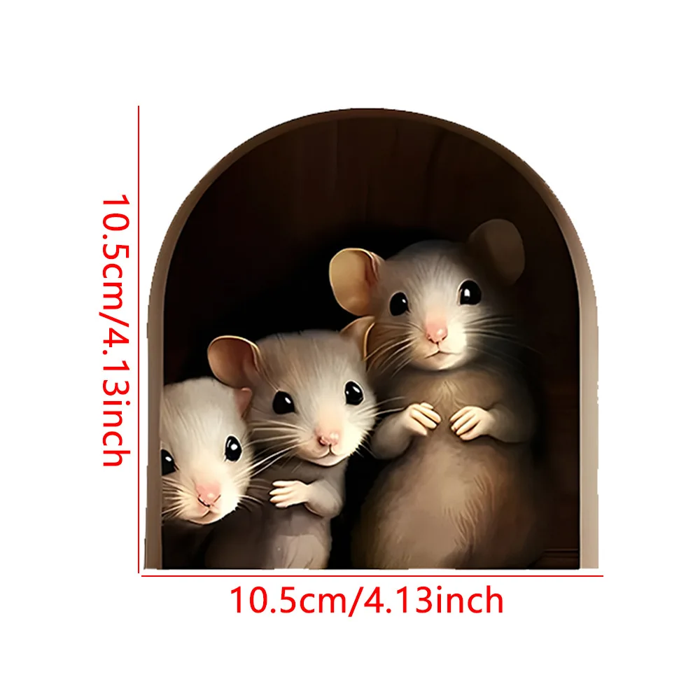 ملصق حائط بفتحة الماوس، ملصق فينيل لمحبي كتاب الماوس الكرتوني، ديكور قراءة الماوس، فأرة لطيفة في فتحة، ملصق ماوس