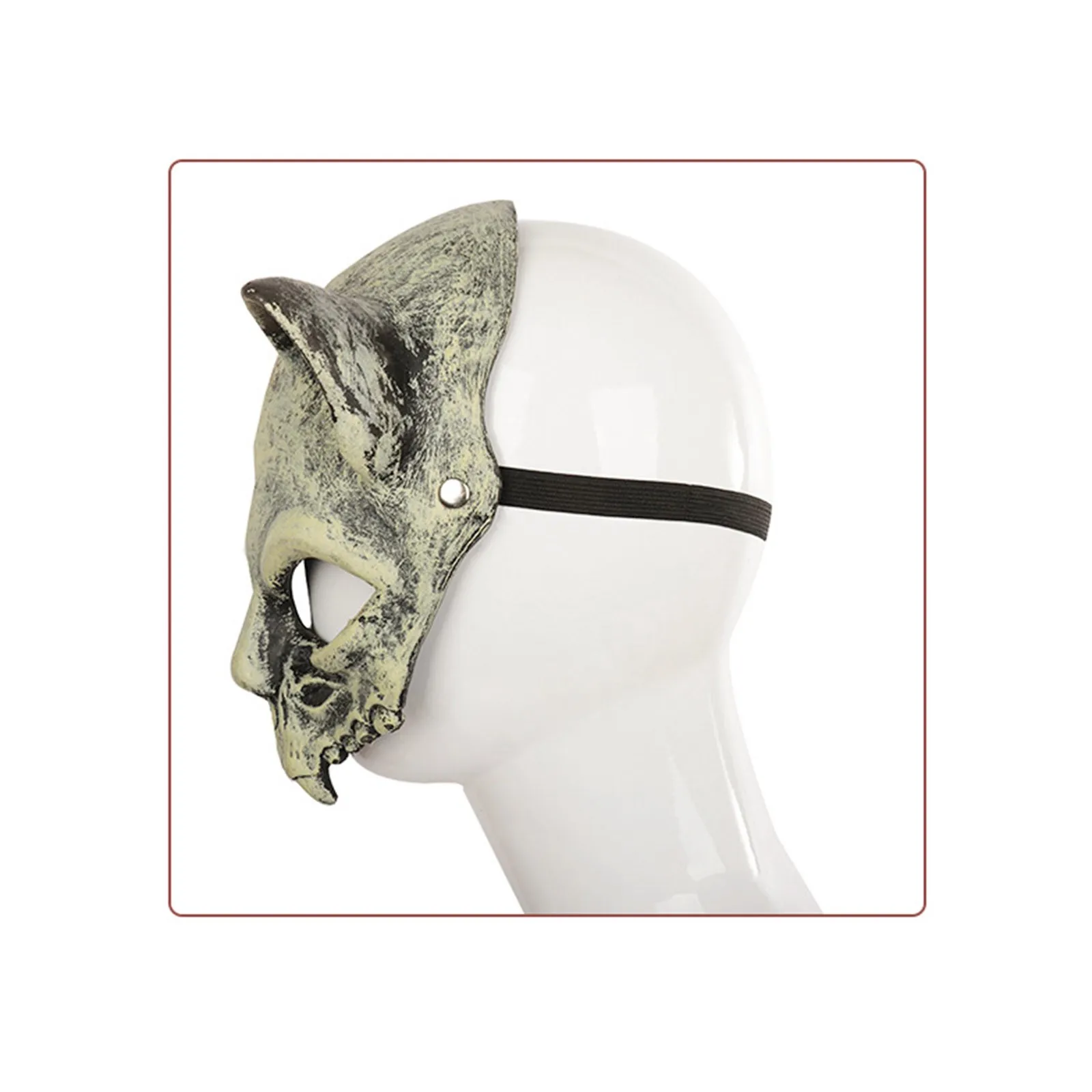 Halloween 3d osso de ovelha crânio máscara meia face esqueleto animal máscara realista para halloween cosplay traje acessórios prop