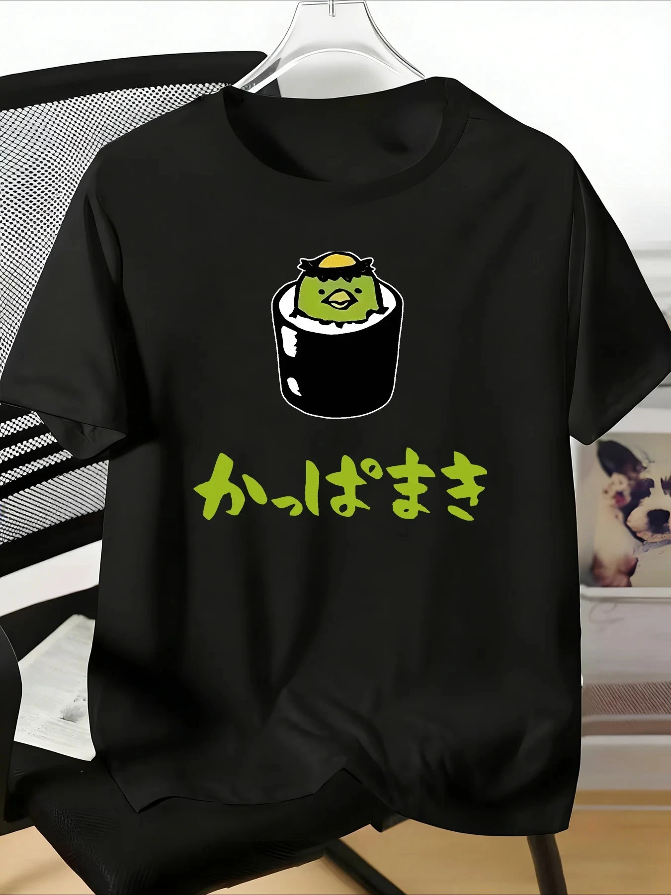 Cute Kappa Sushi Japanese Text Graphic Women T-shirt Soft Short Sleeve Summer Tops Tee Daily Fashion Cute Core Men Sale Clothes