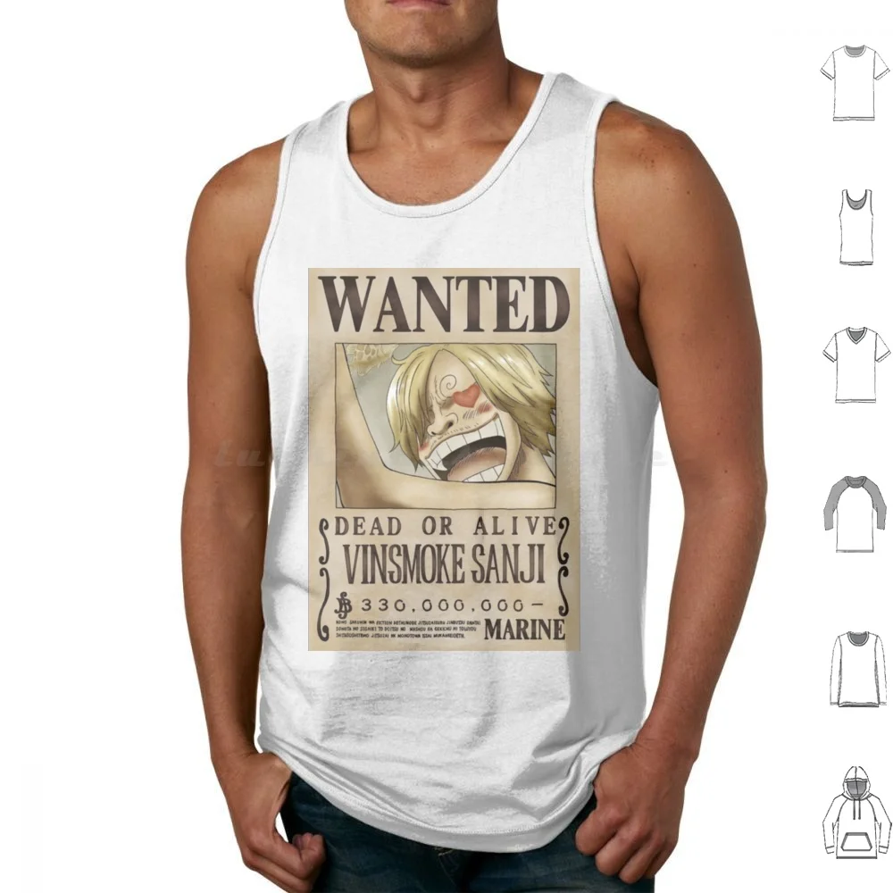 Sanji-camisetas sin mangas de algodón con estampado de segunda persona, póster de Sanji Wanted, Wanted Bountie Vinsmoke, hombre, Manga, Japón