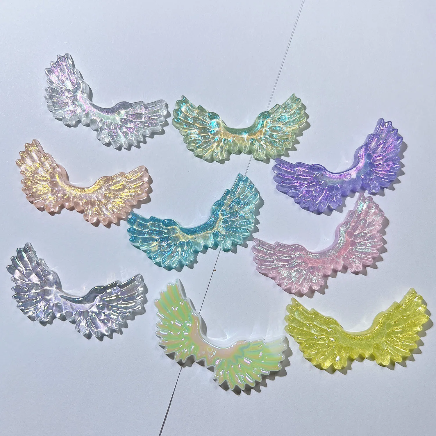 أكريليك متعدد الألوان شفاف جناح ملاك كابوشون بظهر مسطح ، سكرابوكينغ ، أجزاء ديكو للهاتف ، إكسسوار شعر ذاتي الصنع ، 20 #3