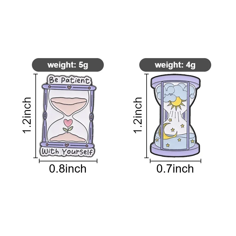 Hourglass Enamel Pins IBe Patient With Yourself Sun Moon Star Brooches Mental Health Badges Self Care Jewelry Gift for Friends