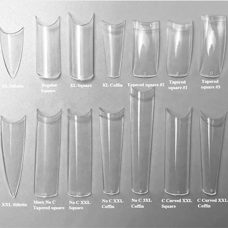 Acrylic Nail Tips Flatter Straight Non C Curve Gel Nails Extension System Half Cover False Nails Tip Manicure Tool