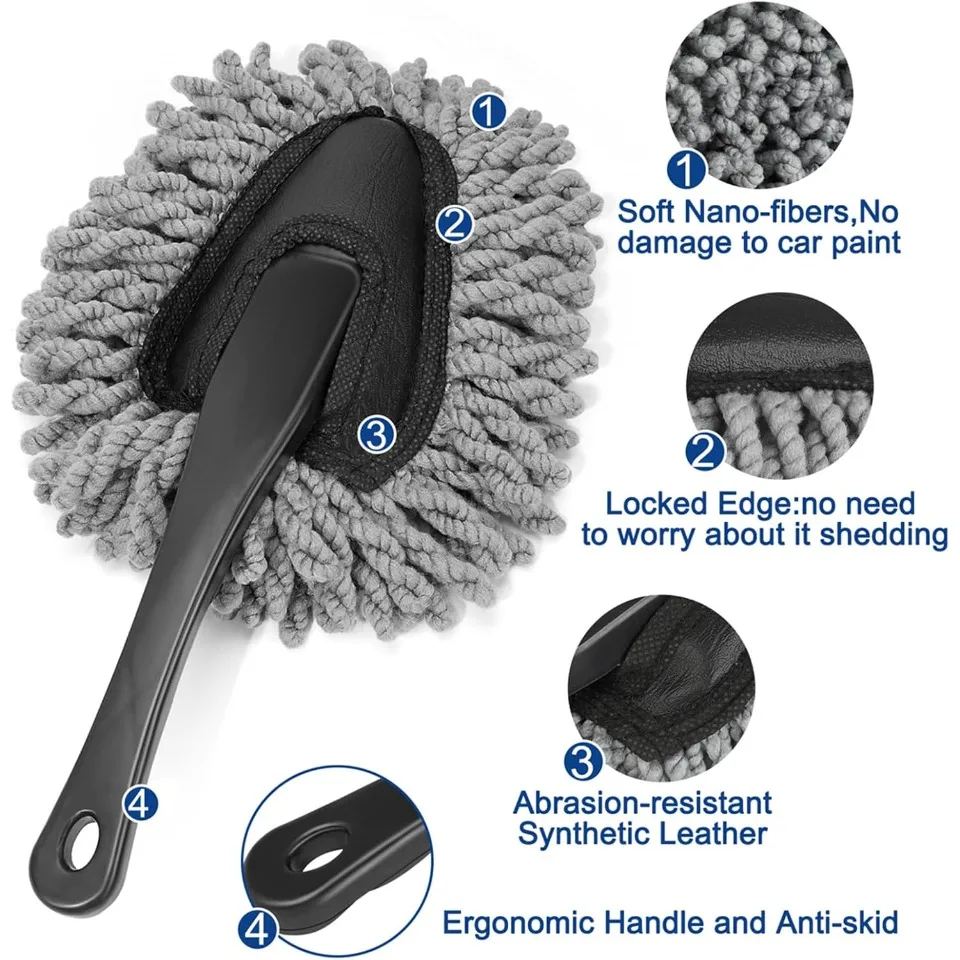 Car Interior Duster Detail Brush Cleaning Gel Kit, Soft Dash Vent Dusting Slime Putty Detailing Brushes Accessories