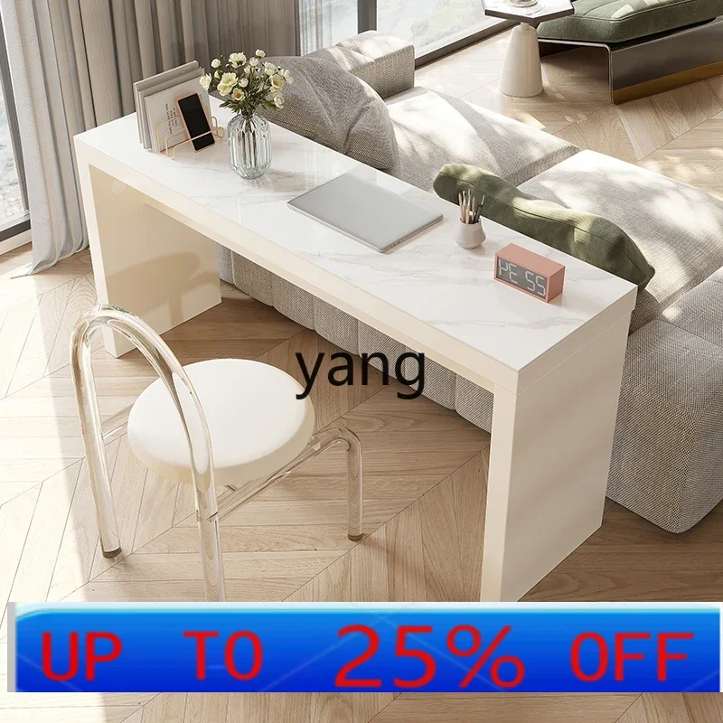 Lmm long desk worktable solid wood narrow light luxury rock slab bar table sofa back long table